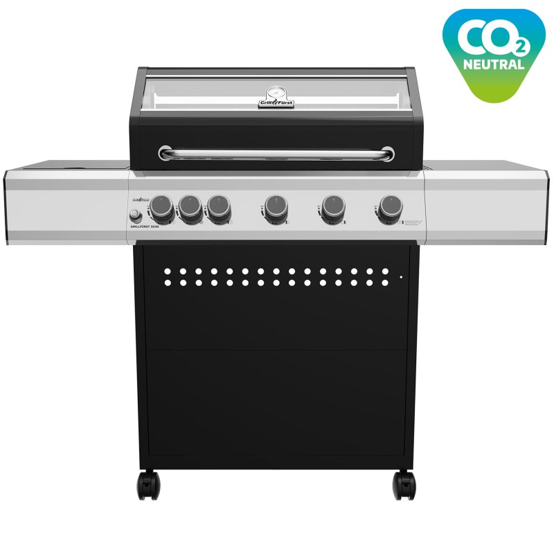 Grillfürst S530G 5-Brenner Gasgrill mit Seitenkocher und Gusseisen Rosten