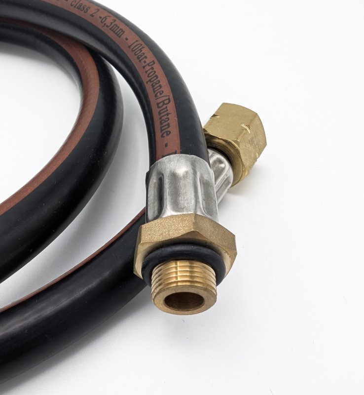 Grillfürst Gasschlauch 100cm - 1/4" auf 7/16" - für Gasflasche mit Druckminderer an Kartuschengrill