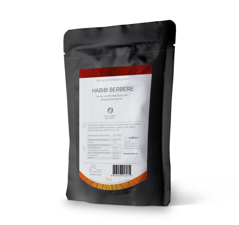 Grillfürst Habibi Berbere - Afrikanische Gewürzmischung - Nachfüllbeutel 75g