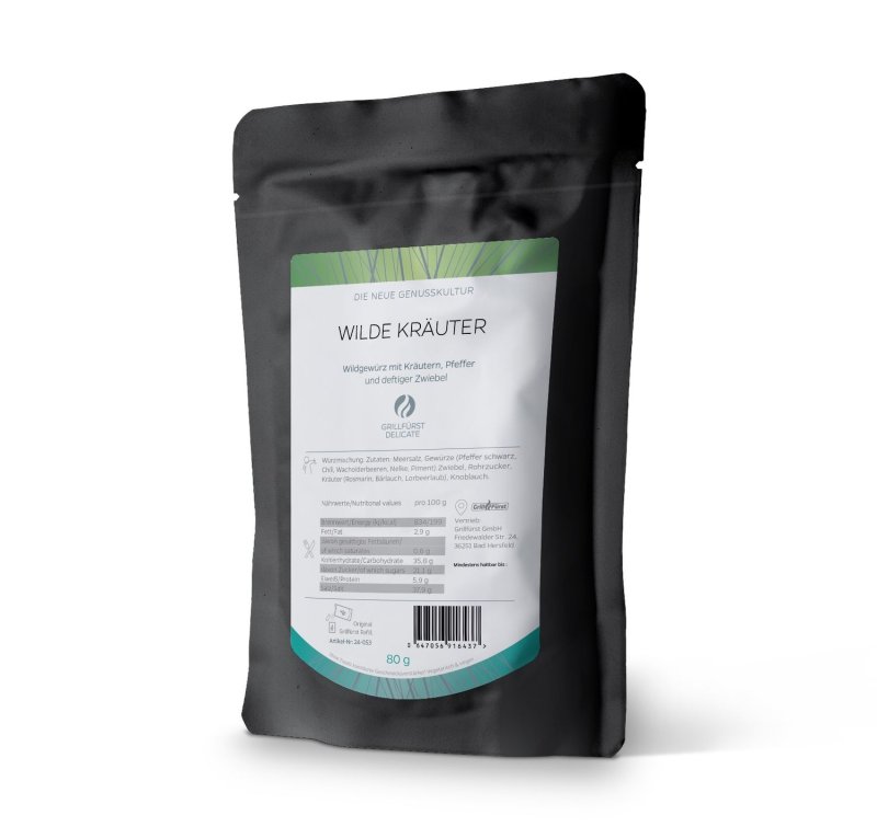 Grillfürst Wilde Kräuter - Wild-Gewürzmischung - Nachfüllbeutel 80g