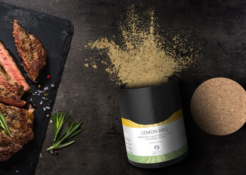 Grillfürst Lemon BBQ - Gewürzmischung BBQ Rub - Keramikdose 80g