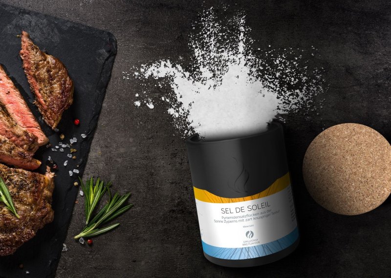 Grillfürst Sel de Soleil - Mediterrane Pyramidensalzflocken - Keramikdose 85g