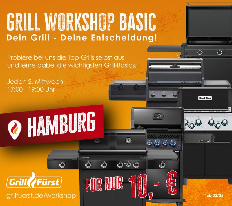 Grillfürst Grillkurs - Grill Workshop Basic - Mittwoch, 04.02.2026 - 17:00 Uhr - Hamburg