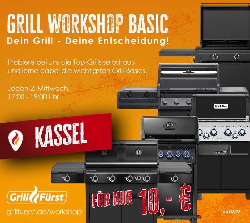 Grillfürst Grillkurs - Grill Workshop Basic - Mittwoch, 04.02.2026 - 17:00 Uhr - Kassel
