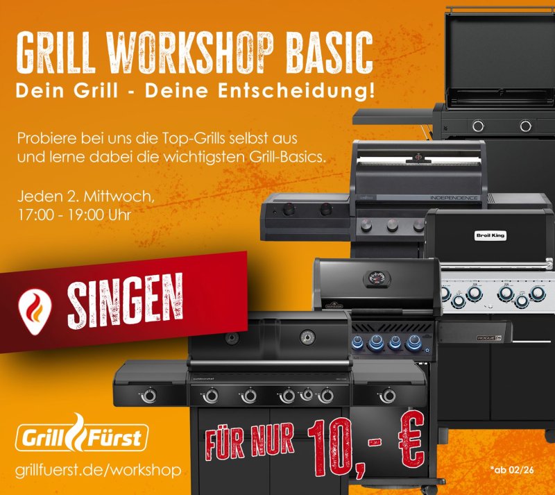 Grillfürst Grillkurs - Grill Workshop Basic - Mittwoch, 01.04.2026 - 17:00 Uhr - Singen