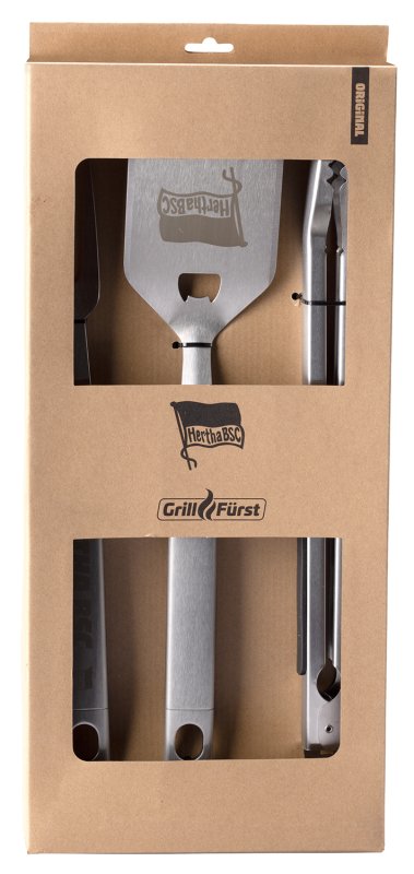 Grillfürst Premium Grillbesteck Set mit Grillzange, -Wender und -Gabel - Hertha BSC Edition