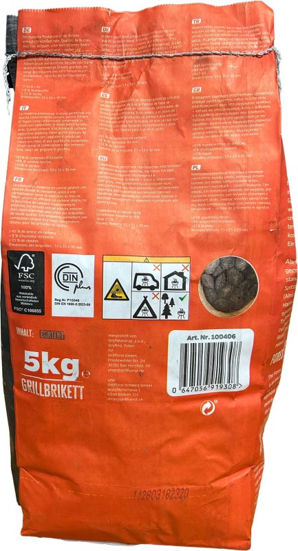 Grillfürst Grillbriketts 5kg - 100% Buche - FSC / DIN plus