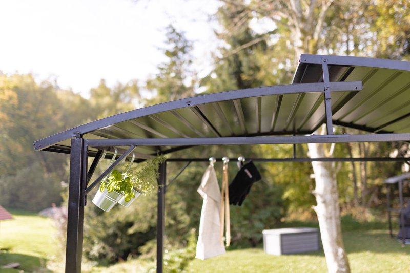 Grillfürst Premium Grillpavillon aus Stahl mit wetterfestem Metalldach und Ablageflächen