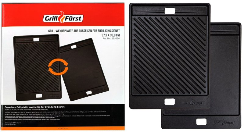 Grillfürst Grillplatte Gusseisen für Signet / 38,1 x 33 cm