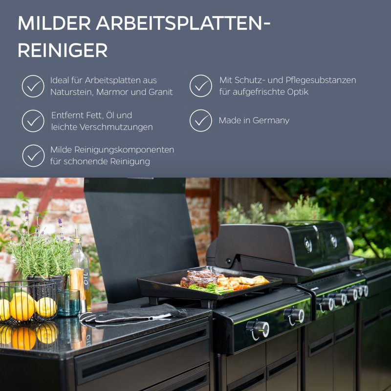 Grillfürst Outdoorküchen Reiniger für Arbeitsplatten aus Marmor, Granit, Naturstein, Dekton und HPL - 500 ml