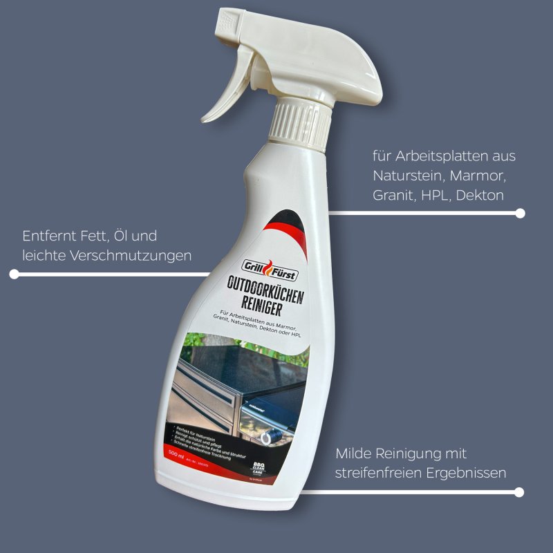 Grillfürst Outdoorküchen Reiniger für Arbeitsplatten aus Marmor, Granit, Naturstein, Dekton und HPL - 500 ml