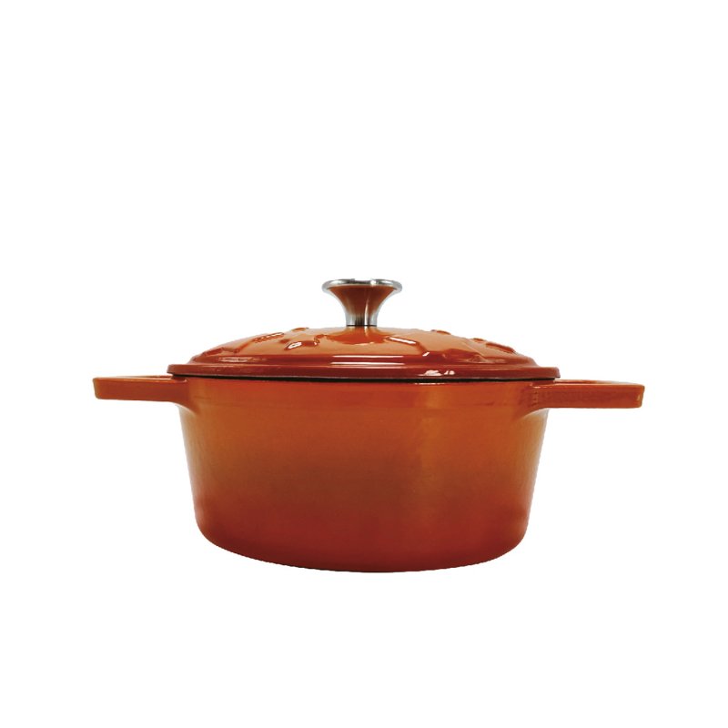 Grillfürst Dutch Oven Sternentöpfchen / Gusseisen Bräter - emailliert - S - orange