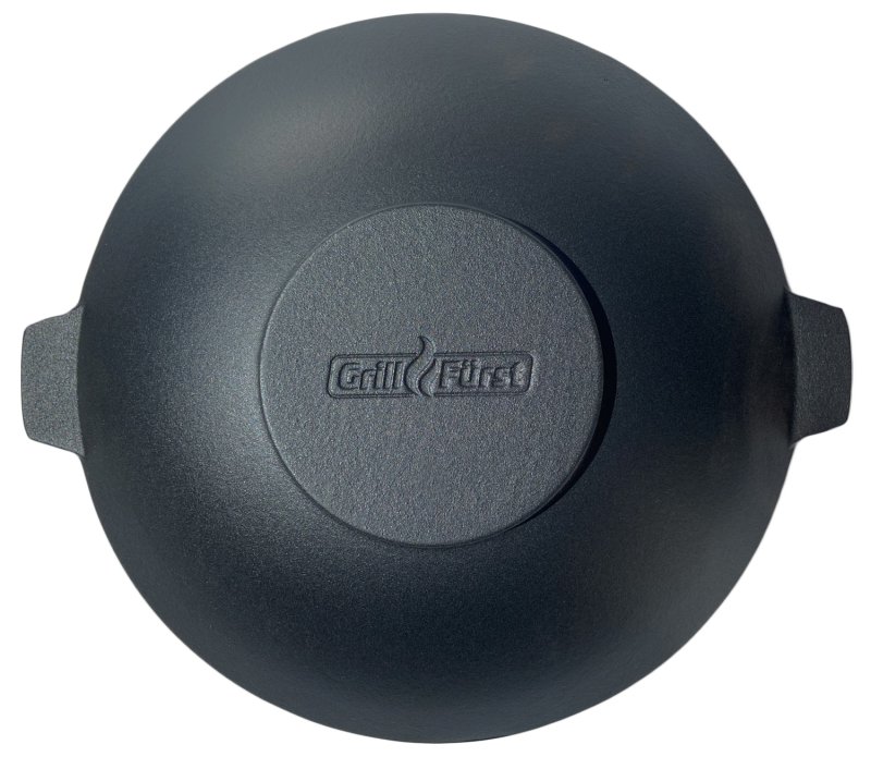 Grillfürst Gusseisen Wok XL mit 2 Griffen Ø 38 cm - X-Deal inkl. Pflegepaste, Ringreiniger und Kochlöffel