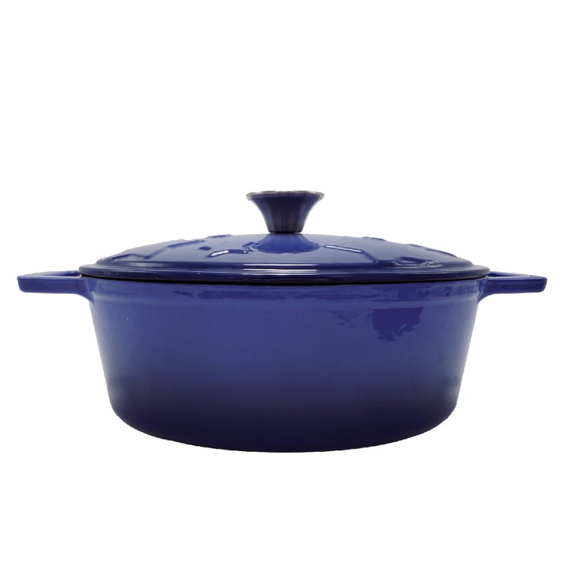 Grillfürst Dutch Oven Sternentöpfchen / Gusseisen Bräter - emailliert - M - blau