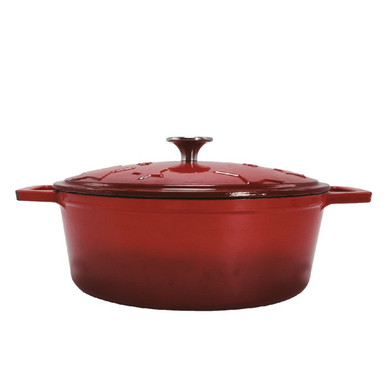 Grillfürst Dutch Oven Sternentöpfchen / Gusseisen Bräter - emailliert - M - rot