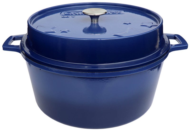 Grillfürst emaillierter Dutch Oven ohne Füsse DO9 - blau