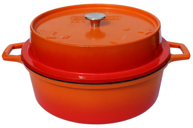 Grillfürst emaillierter Dutch Oven ohne Füsse DO4 - orange