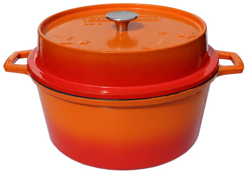Grillfürst emaillierter Dutch Oven ohne Füsse DO6 - orange
