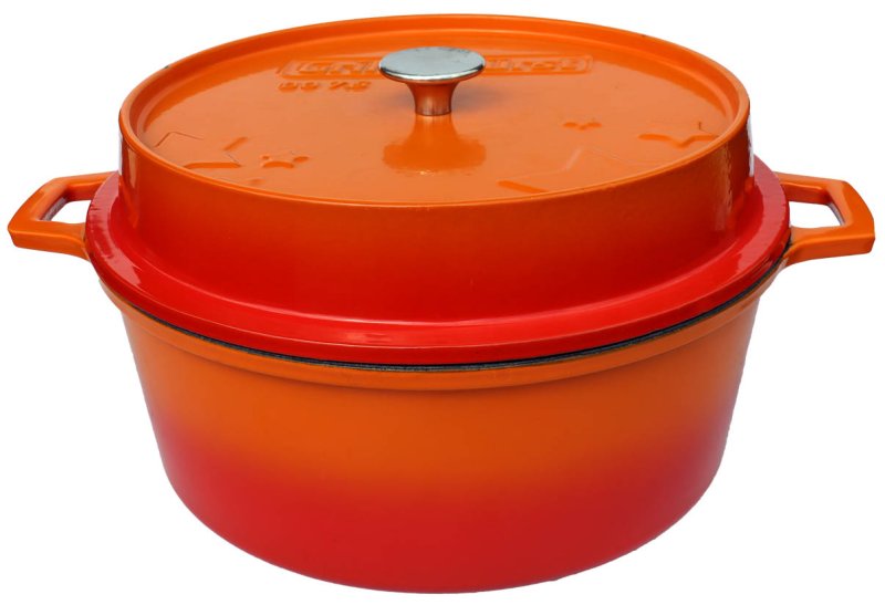 Grillfürst emaillierter Dutch Oven ohne Füsse DO7,5 - orange