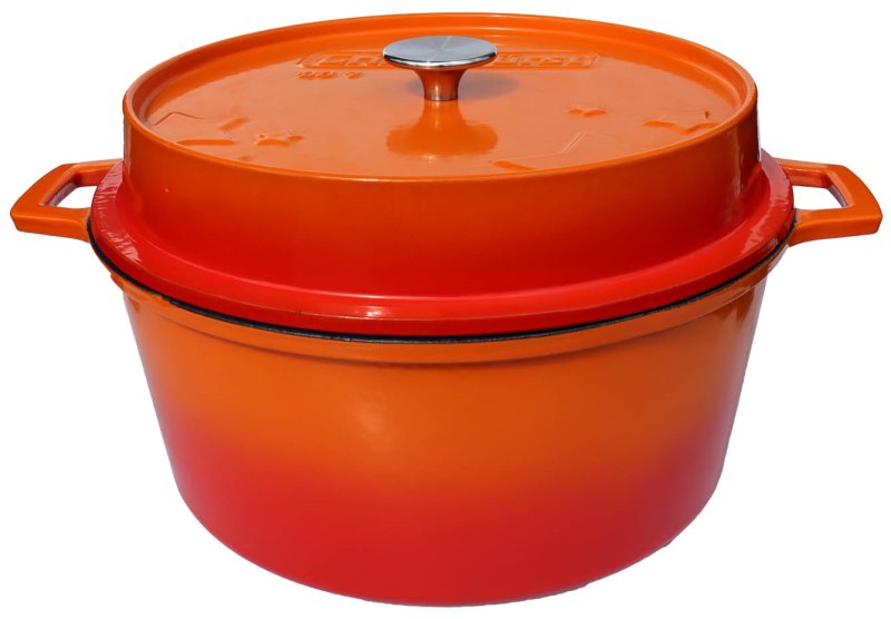 Grillfürst emaillierter Dutch Oven ohne Füsse DO9 - orange