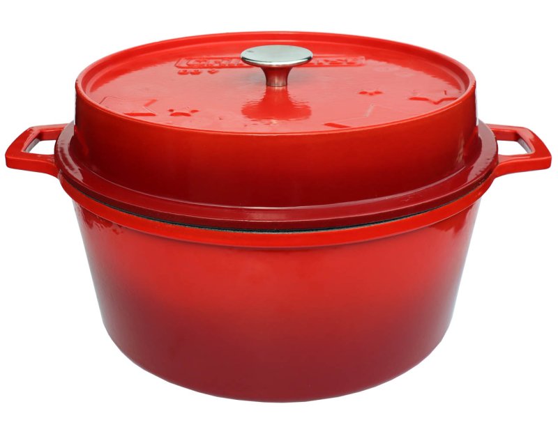 Grillfürst emaillierter Dutch Oven ohne Füsse DO9 - rot - Retoure
