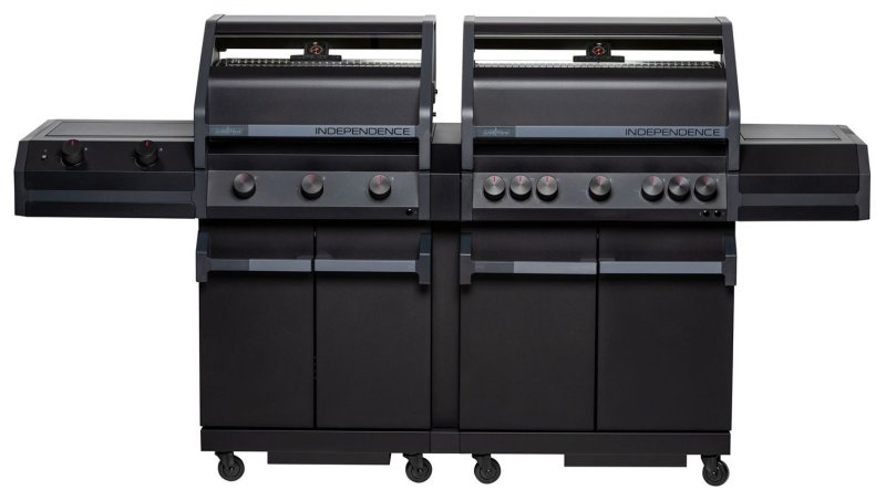 Grillfürst Independence P830E Doppelkammer Gasgrill - mattschwarz - mit XXL Infrarotbrenner, Seitenkocher, Heckbrenner und Edelstahlrosten