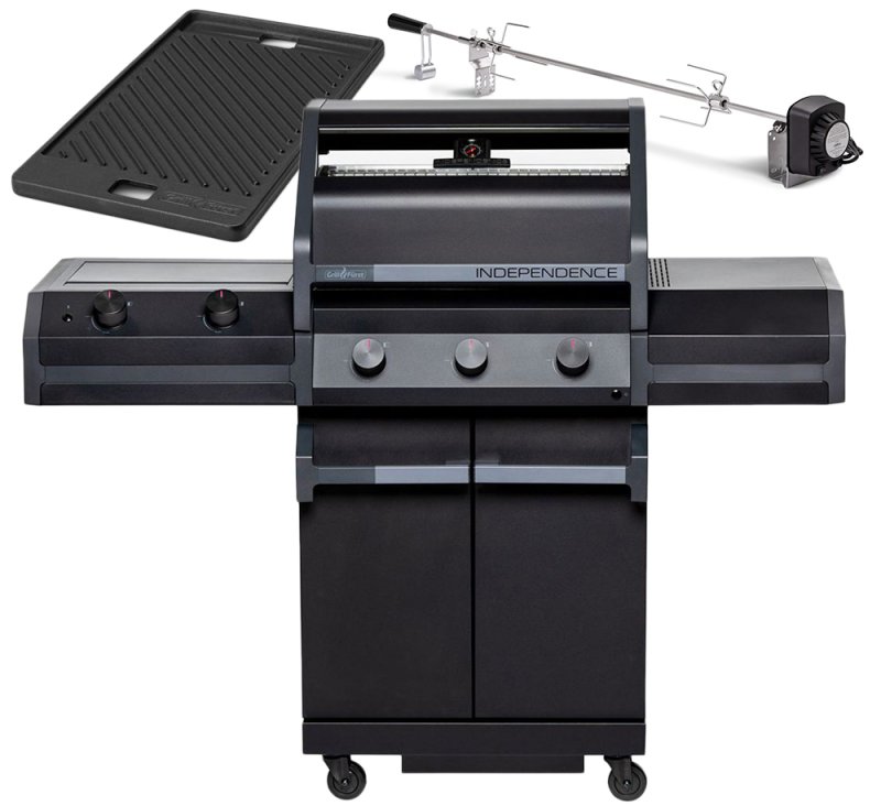 Grillfürst Independence P330G Gasgrill mit XXL Infrarotbrenner und Gusseisenrosten - X-DEAL inkl. Gussplatte & Drehspieß