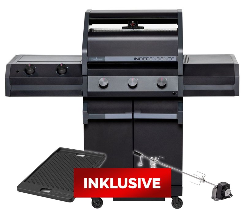 Grillfürst Independence P330E Gasgrill mit XXL Infrarotbrenner und Edelstahlrosten - X-DEAL inkl. Gussplatte & Drehspieß