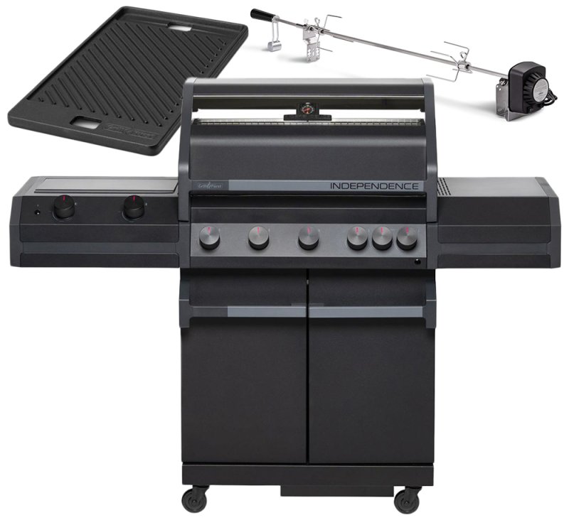 Grillfürst Independence P530E Gasgrill mit XXL Infrarotbrenner, Heckbrenner und Edelstahlrosten - X-DEAL inkl. Gussplatte & Drehspieß