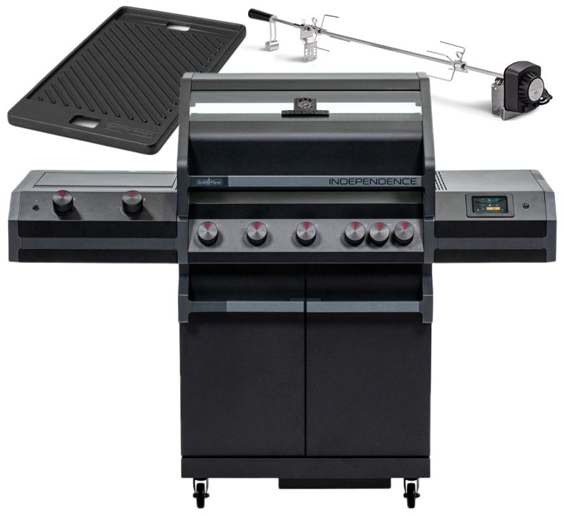 Grillfürst Independence P530G Smart Grill mit XXL Infrarotbrenner, Heckbrenner und Gusseisenrosten - X-DEAL inkl. Gussplatte & Drehspieß