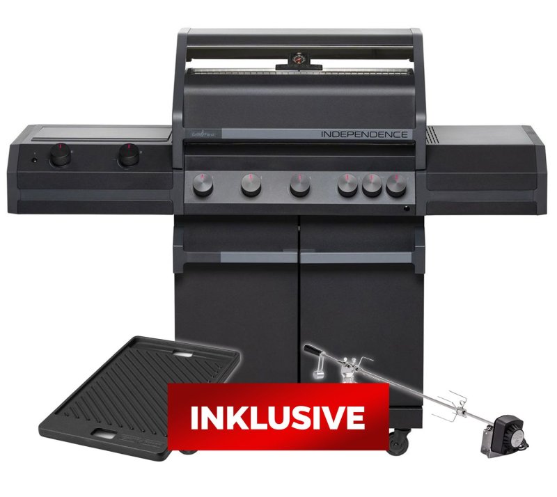Grillfürst Independence P530E Gasgrill mit XXL Infrarotbrenner, Heckbrenner und Edelstahlrosten - X-DEAL inkl. Gussplatte & Drehspieß