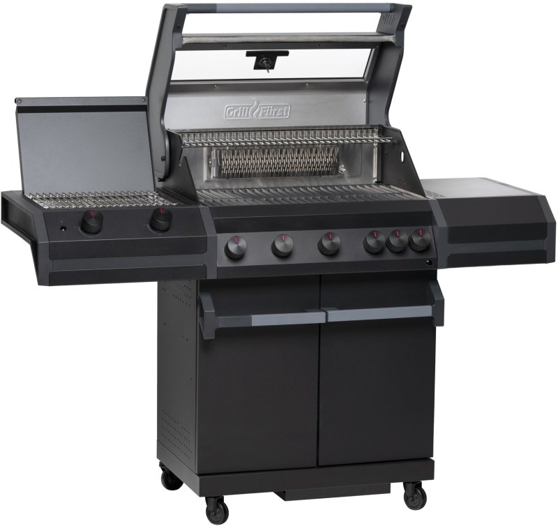 Grillfürst Independence P530G Gasgrill - mattschwarz - mit XXL Infrarotbrenner, Heckbrenner und Gusseisenrosten