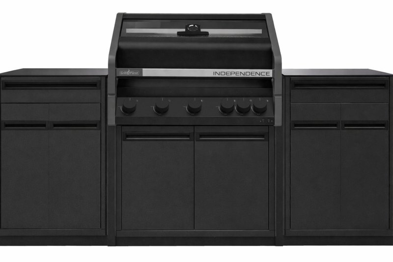 Grillfürst Independence P590E Einbaugrill - mattschwarz - mit Heckbrenner und Edelstahlrosten