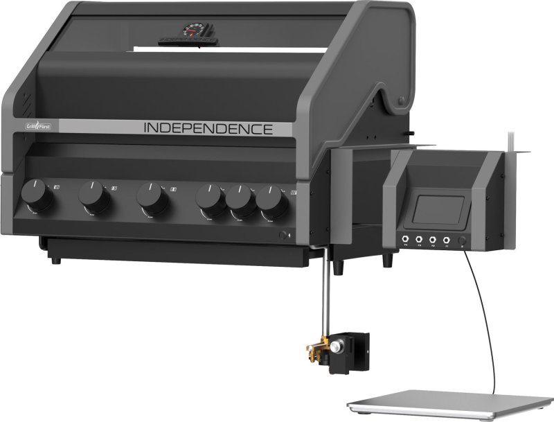 Grillfürst Independence P590E Smart Einbaugrill - mattschwarz - mit WLAN-Modul, Gasflaschenwaage, Heckbrenner und Edelstahlrosten