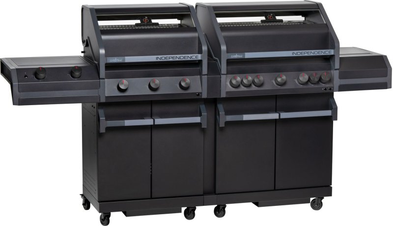 Grillfürst Independence P830E Doppelkammer Gasgrill - mattschwarz - mit XXL Infrarotbrenner, Seitenkocher, Heckbrenner und Edelstahlrosten