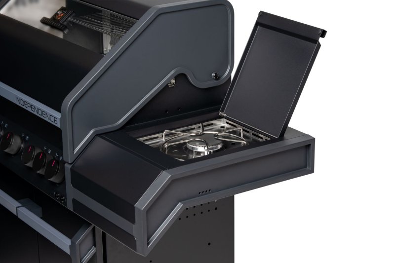 Grillfürst Independence P830E Doppelkammer Gasgrill - mattschwarz - mit XXL Infrarotbrenner, Seitenkocher, Heckbrenner und Edelstahlrosten