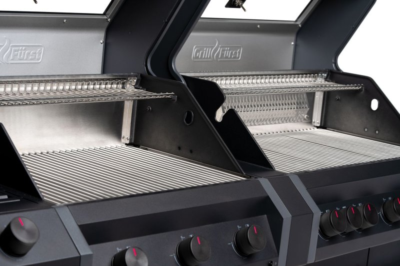 Grillfürst Independence P830E Doppelkammer Gasgrill - mattschwarz - mit XXL Infrarotbrenner, Seitenkocher, Heckbrenner und Edelstahlrosten