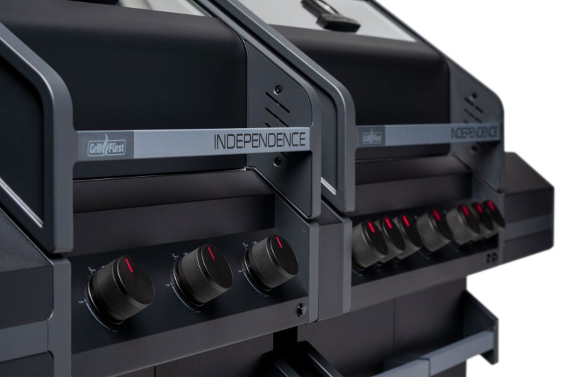 Grillfürst Independence P830E Doppelkammer Gasgrill - mattschwarz - mit XXL Infrarotbrenner, Seitenkocher, Heckbrenner und Edelstahlrosten