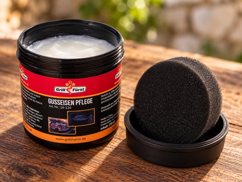 Grillfürst Kokosnuss-Pflegepaste für Gusseisen / Dutch Oven 250ml mit Schwamm