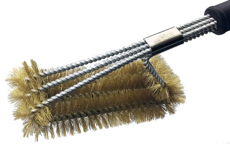 Grillfürst Grillbürste Messing für Gusseisen Roste, mit langem 3-fach Bürstenkopf