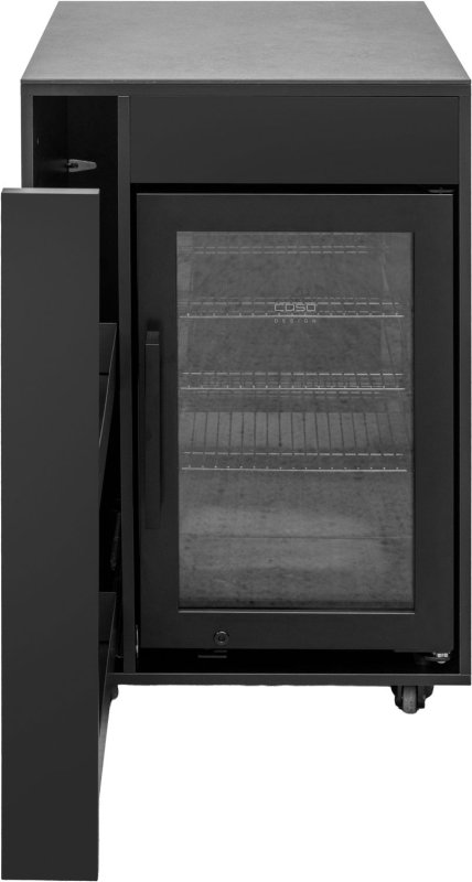 Grillfürst Moments Sideboard - Cocktailbar mit Kühlschrank, Apothekerschrank und Tür mit Staufach - Nero - 120 cm