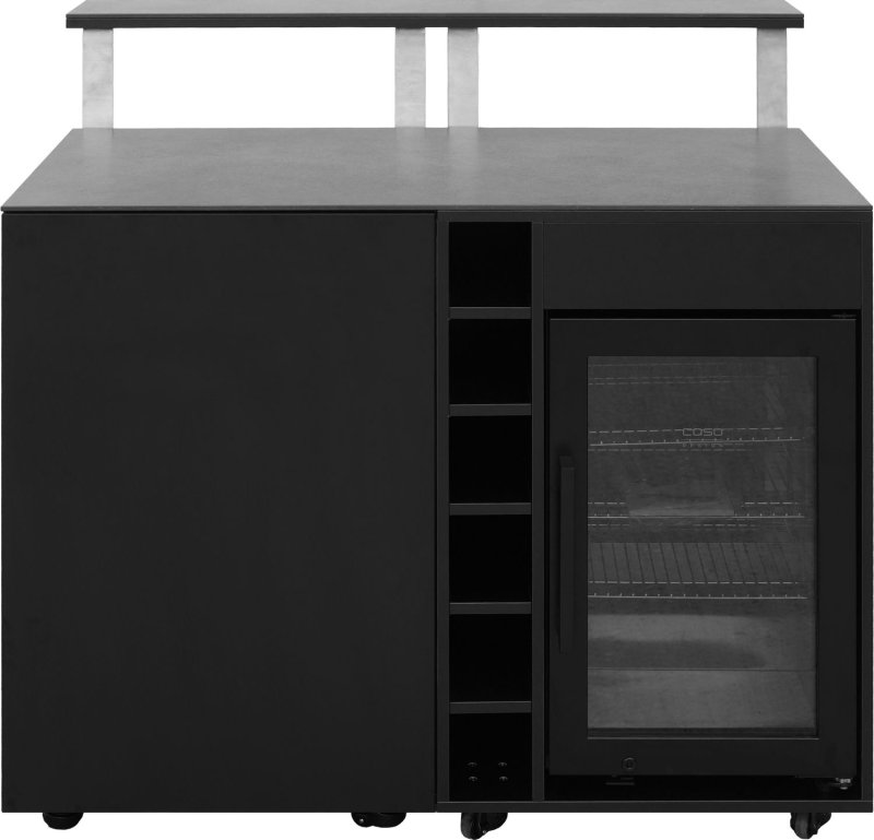 Grillfürst Moments Sideboard - Cocktailbar mit Kühlschrank, Flaschenregal und Tür mit Staufach, inkl. Theke - Nero - 120 cm