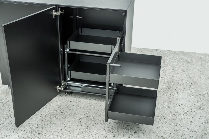 Grillfürst Moments Eckschrank mit Auszug rechts - Nero - 120 cm