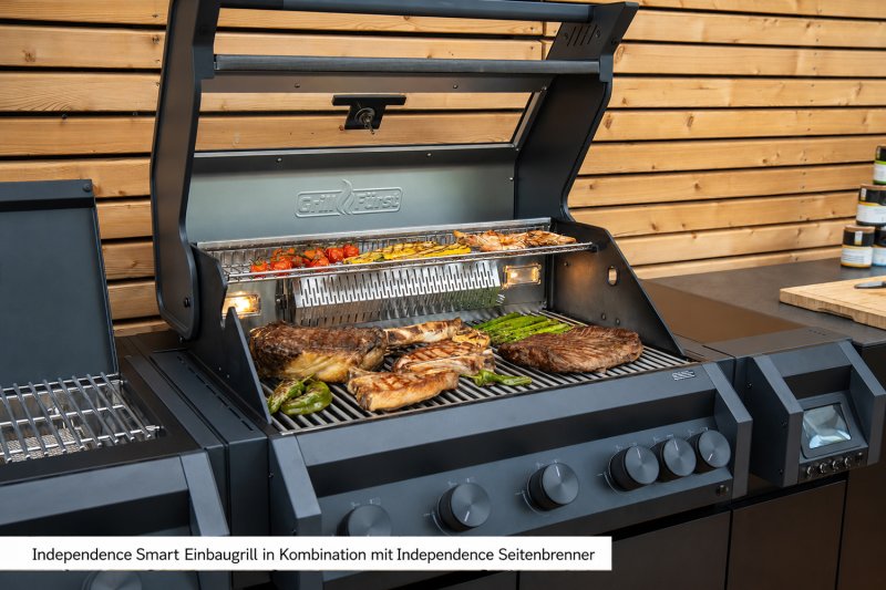 Grillfürst Independence P590E Smart Einbaugrill - mattschwarz - mit WLAN-Modul, Gasflaschenwaage, Heckbrenner und Edelstahlrosten