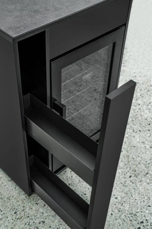 Grillfürst Moments Sideboard - Cocktailbar mit Kühlschrank, Apothekerschrank und Tür mit Staufach - Nero - 120 cm