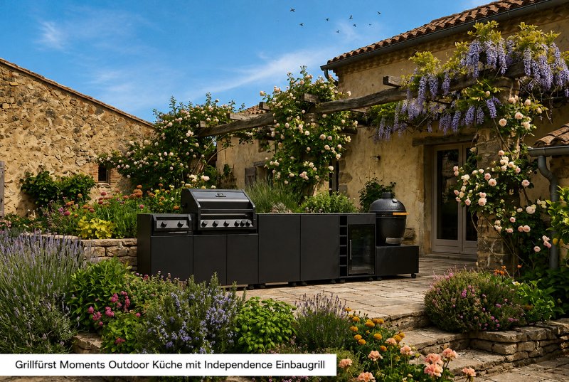 Grillfürst Independence P590E Einbaugrill - mattschwarz - mit Heckbrenner und Edelstahlrosten