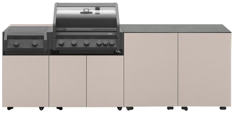 Grillfürst Moments Grillküche Einstieg mit Independence P590E Gasgrill, Independence P230E XXL Infrarotbrenner und 2 Türen mit Stauraum - Mediterran / Eter