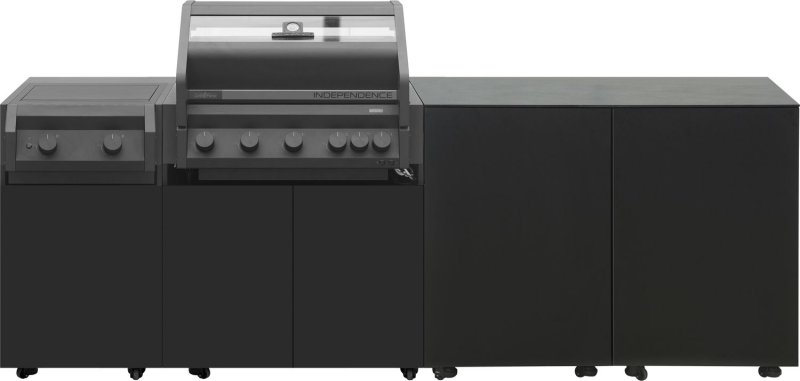 Grillfürst Moments Grillküche Einstieg mit Independence P590E Gasgrill, Independence P230E XXL Infrarotbrenner und 2 Türen mit Stauraum - Nero