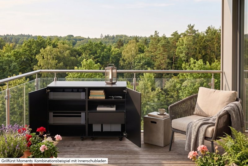 Grillfürst Moments Sideboard mit Türen und Einlegeböden - Nero - 120 cm