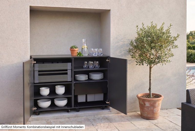 Grillfürst Moments Sideboard mit Türen und Einlegeböden - Nero - 120 cm
